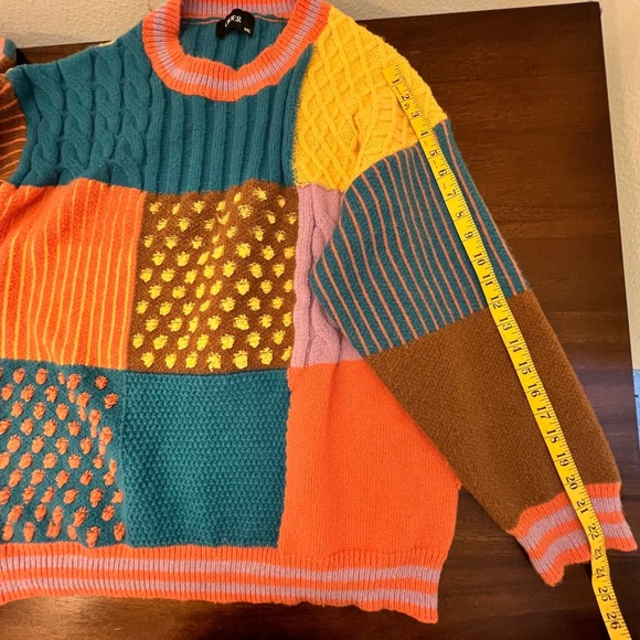 Cider Oversized Patchwork Sweater XL Whimsigoth Indie Granola Chunky Colorful 3D - Picture 8 of 10